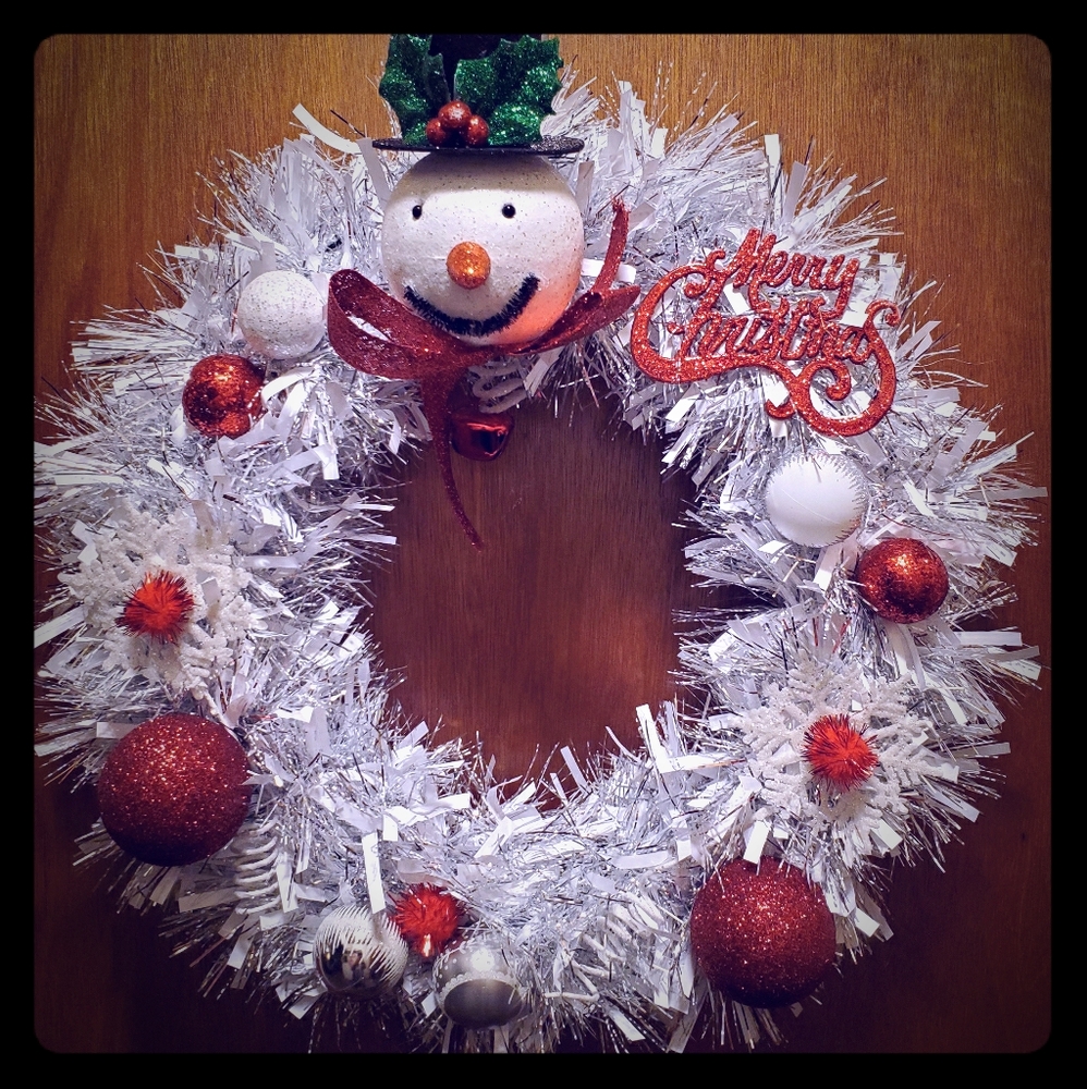Handmade ooak Snowman wreath